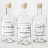 Moonshine Whiskey Zwart en Grijs Likeurfles Etiket (Flessen)