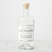 Moonshine Whiskey Zwart en Grijs Likeurfles Etiket (Voorkant)