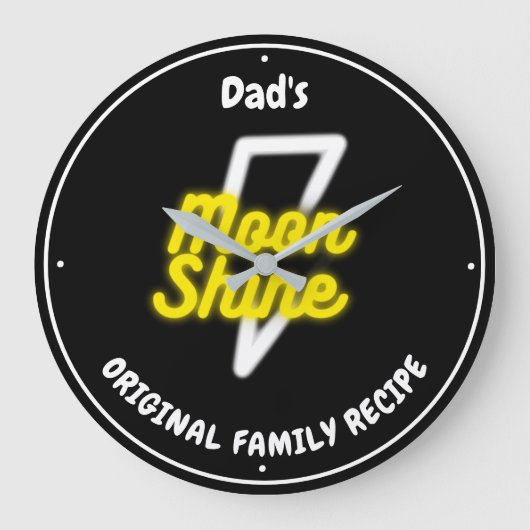 Moonshine White Lightning Neon Effect Name Grote Klok (Voorkant)