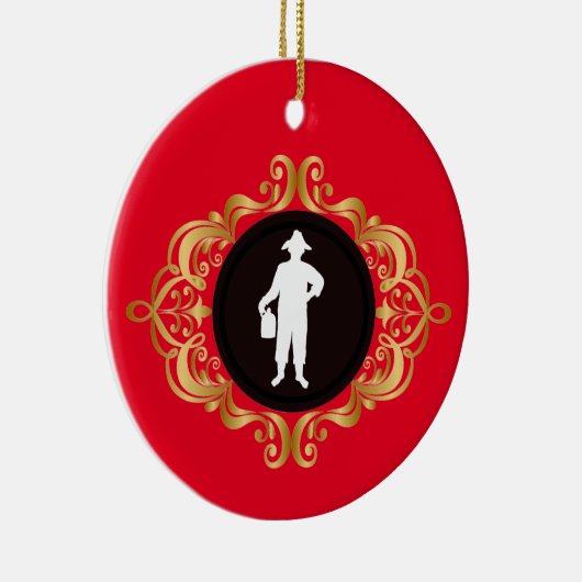 Moonshiner Man Medallion Kerstannament Keramisch Ornament (Rechts)