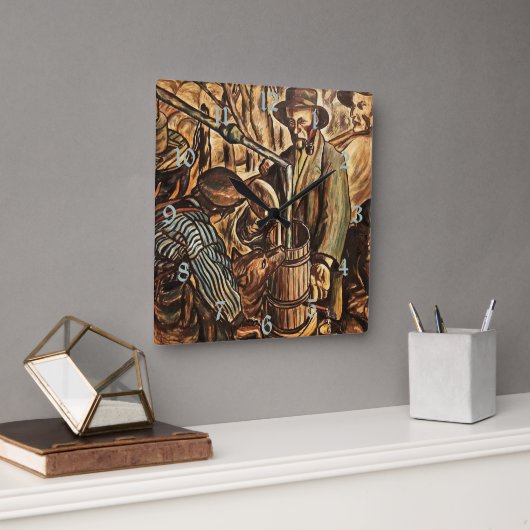 Moonshiners Making White Lightning Whiskey Liquor Vierkante Klok (Kantoor)