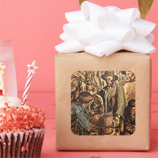 Moonshiners Making White Lightning Whiskey Liquor Vierkante Sticker (Feest)