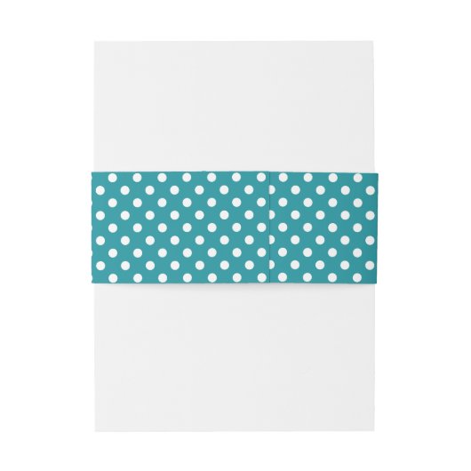 Moonstone blauw/blauwgroen/witte poka-stippen buik uitnodigingen wikkel (Achterkant Voorbeeld)