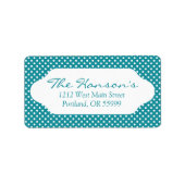 Moonstone blue/blauwgroen poka dots adresetiketten etiket (Voorkant)