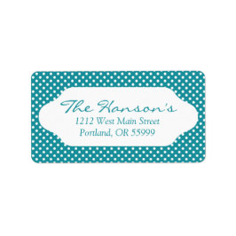 Moonstone blue/blauwgroen poka dots adresetiketten etiket