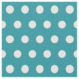Moonstone Blue/blauwgroen & white polka dots fabri Stof