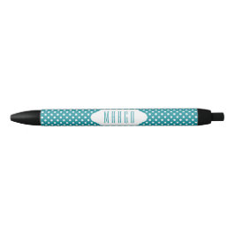 Moonstone blue/blauwgroen & white polka stips aang zwarte inkt pen