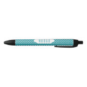 Moonstone blue/blauwgroen & white polka stips aang zwarte inkt pen (Bodem)