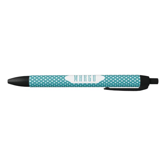 Moonstone blue/blauwgroen & white polka stips aang zwarte inkt pen (Bodem)