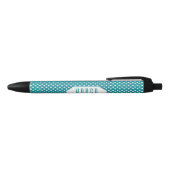 Moonstone blue/blauwgroen & white polka stips aang zwarte inkt pen (Bovenkant)