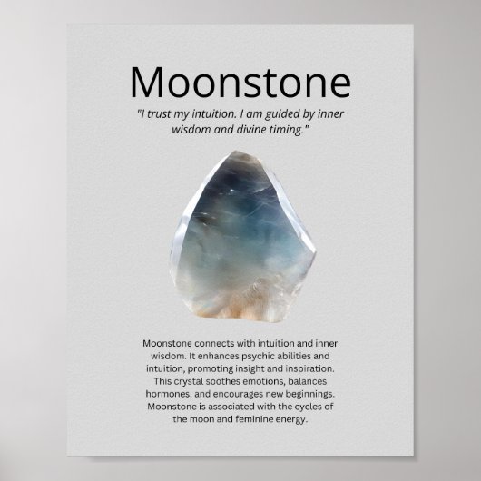 Moonstone Crystal Betekenis Poster (Voorkant)