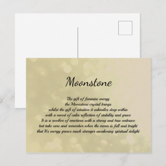 Moonstone Crystal Healing Design Briefkaart (Voorkant / Achterkant)