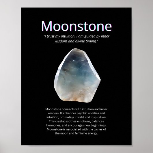 Moonstone Crystal Stone Betekenis Poster (Voorkant)