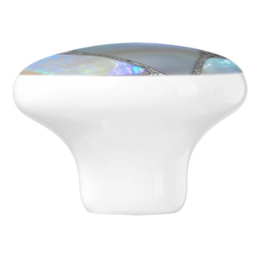 Moonstone Gem en zilver- Mozaïek Cellen Abstract Keramische Knop (Zijkant)