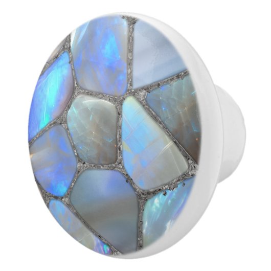 Moonstone Gem en zilver- Mozaïek Cellen Abstract Keramische Knop (Rechts)