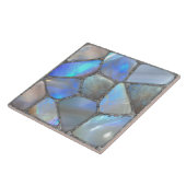 Moonstone Gem en zilver- Mozaïek Cellen Abstract Tegeltje (Zijkant)