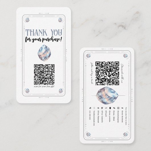 Moonstone Iridescent Crystal Social Media QR Code Visitekaartje (Voorkant / Achterkant)