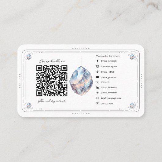 Moonstone Iridescent Crystal Social Media QR Code Visitekaartje (Achterkant)