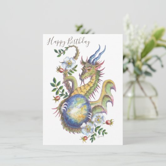 Moonstone & Roos Dragon (kanker) - Verjaarkaart (Staand voorkant)