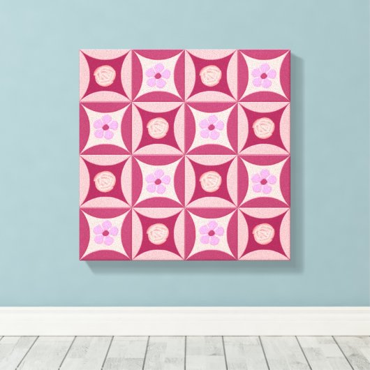 MoonStone-Roos en Cherry-ventilator in de deur Canvas Afdruk (Insitu (Houten vloer))