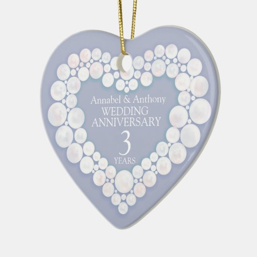 Moonstone Wedding Jubileum 3de of 13de hart Keramisch Ornament (Links)
