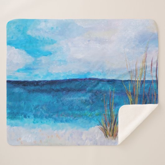 Moonstudio - St. Andrew's Beach Sherpa Blanket Sherpa Deken (Voorkant (horizontaal))