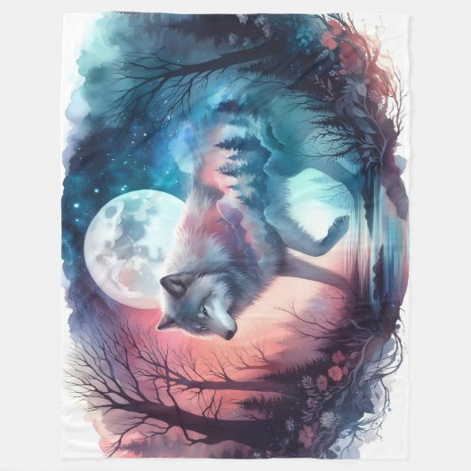 Moonveil Passage: The Forest Within Fleece Deken (Voorkant)