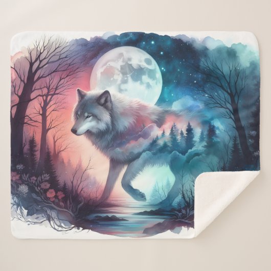 Moonveil Passage: The Forest Within Sherpa Deken (Voorkant (horizontaal))