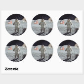 Moonwalk.. Astronaut met Amerikaanse vlag Ronde Sticker (Vel)