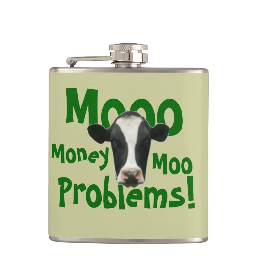 Mooo Money Moo Problemen Funny Cow Heupfles (Voorkant)