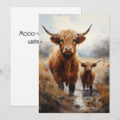 Mooo-velous verjaardagswensen aan u! - Highland Ko Feestdagenkaart (Voorkant / Achterkant)