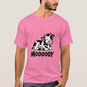 Mooody Koe Cute Cartoon Ontwerp T-shirt