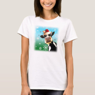 Moooootiful KerstKoe Santa Hat T-shirt