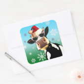 Moooootiful KerstKoe Santa Hat Vierkante Sticker (Envelop)