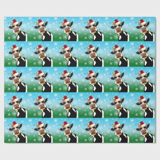 Moooootiful Kerstkw Santa Hat Cadeaupapier (Vlak)