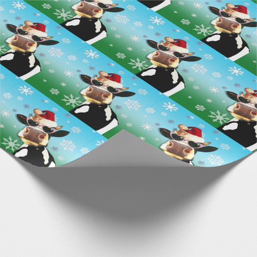 Moooootiful Kerstkw Santa Hat Cadeaupapier (Hoek)