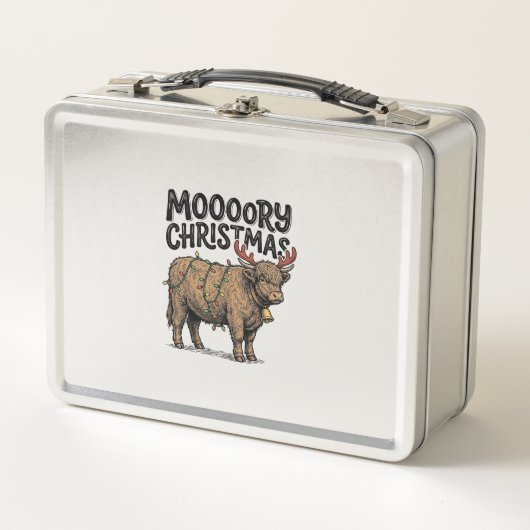 Moooory Kerstmis Hoogland Koe Oude Gravure T (Voorkant)