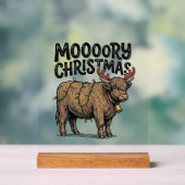 Moooory Kerstmis Hoogland Koe Oude Gravure T Acryl Bord (Neutraal)
