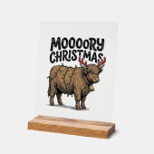 Moooory Kerstmis Hoogland Koe Oude Gravure T Acryl Bord (Hoek)