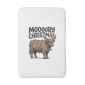 Moooory Kerstmis Hoogland Koe Oude Gravure T Badmat (Voorkant Verticaal)
