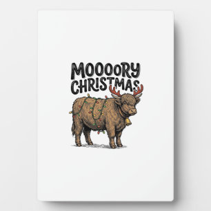 Moooory Kerstmis Hoogland Koe Oude Gravure T Fotoplaat