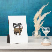Moooory Kerstmis Hoogland Koe Oude Gravure T Fotoplaat (Zijkant)