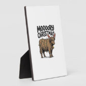 Moooory Kerstmis Hoogland Koe Oude Gravure T Fotoplaat (Zijkant)