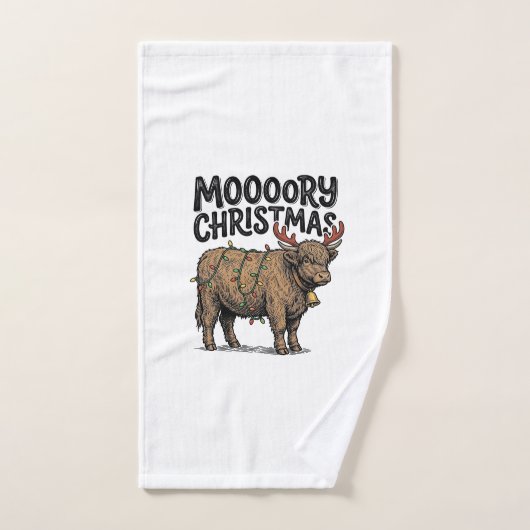 Moooory Kerstmis Hoogland Koe Oude Gravure T Handdoek (Handdoek)