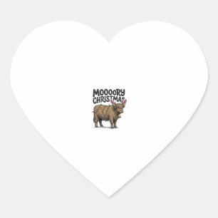 Moooory Kerstmis Hooglandrund Vintage Gravure T Hart Sticker