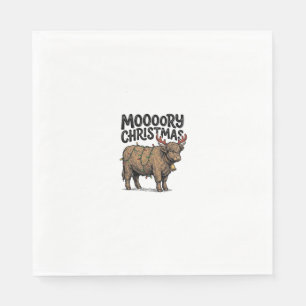 Moooory Kerstmis Hooglandrund Vintage Gravure T Servet