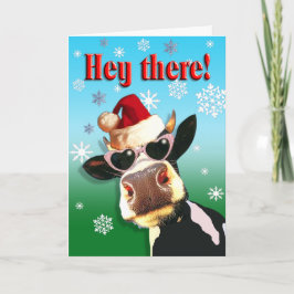 Mooootiful Christmas Koe Santa Hat Feestdagen Kaart