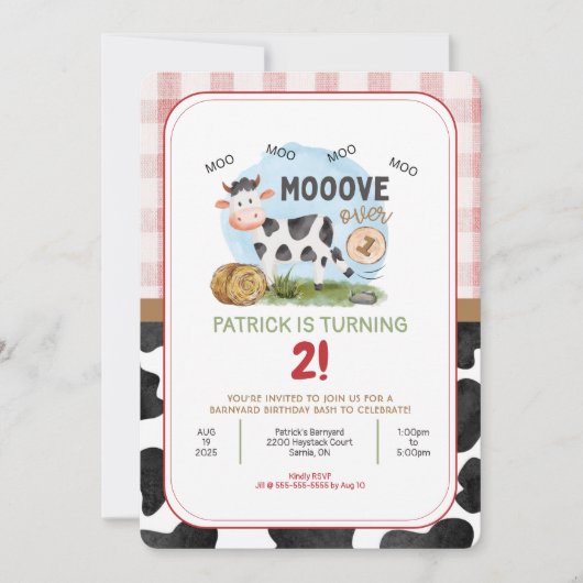 Mooove over Boerderij thema Verjaardagsuitnodiging Kaart (Voorkant)