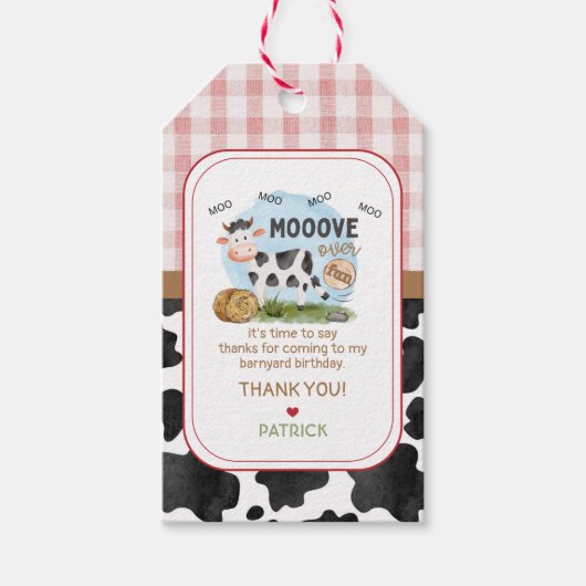 Mooove over Verjaardag gunst Sticker Cadeaulabel (Voorkant)