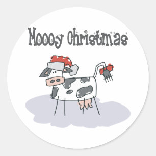Moooy Kerstmis Ronde Sticker